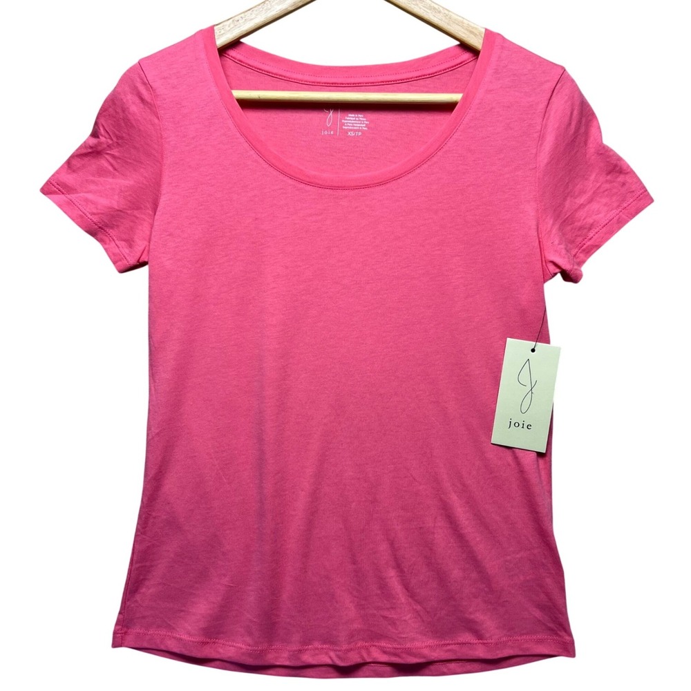 Joie Pink Cotton Lyocell Scoop‎ Neck Short Sleeve T Shirt Top XS New with tags